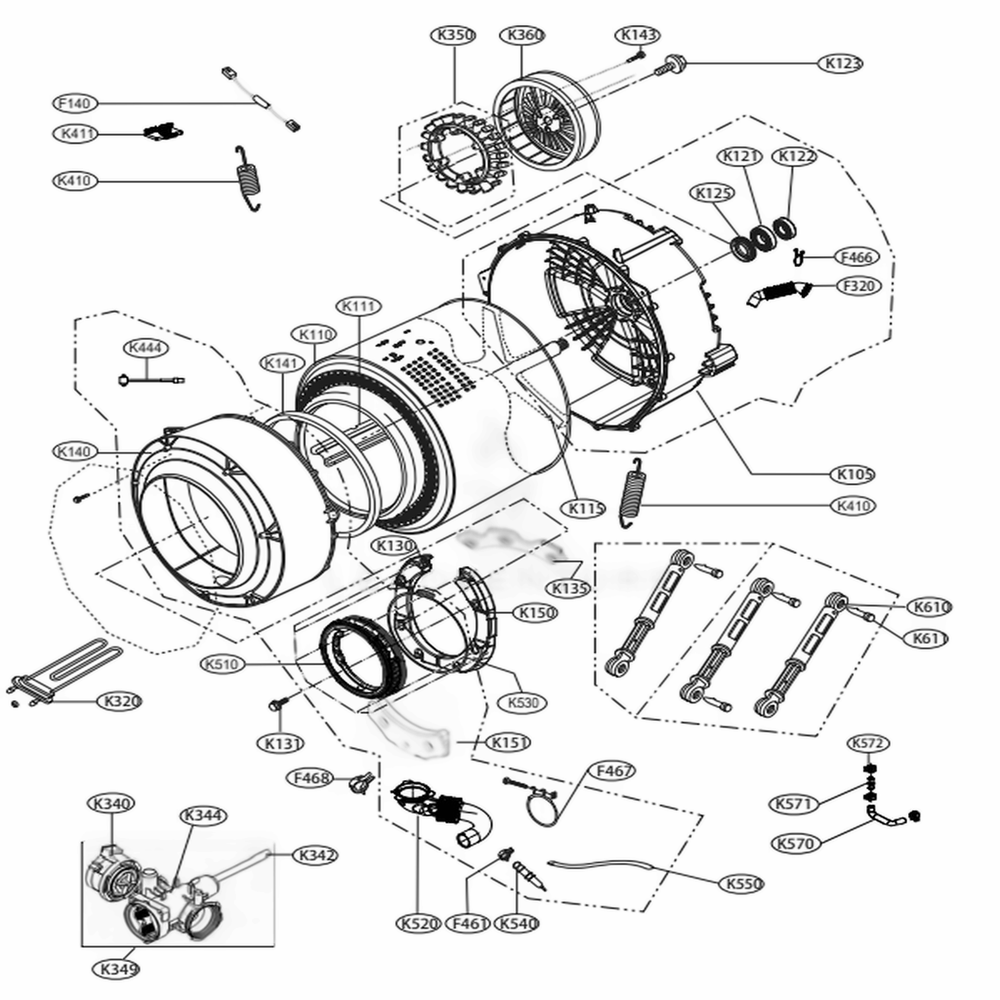 LG Tub Assembly,Drum(Inner) - AJQ74954112