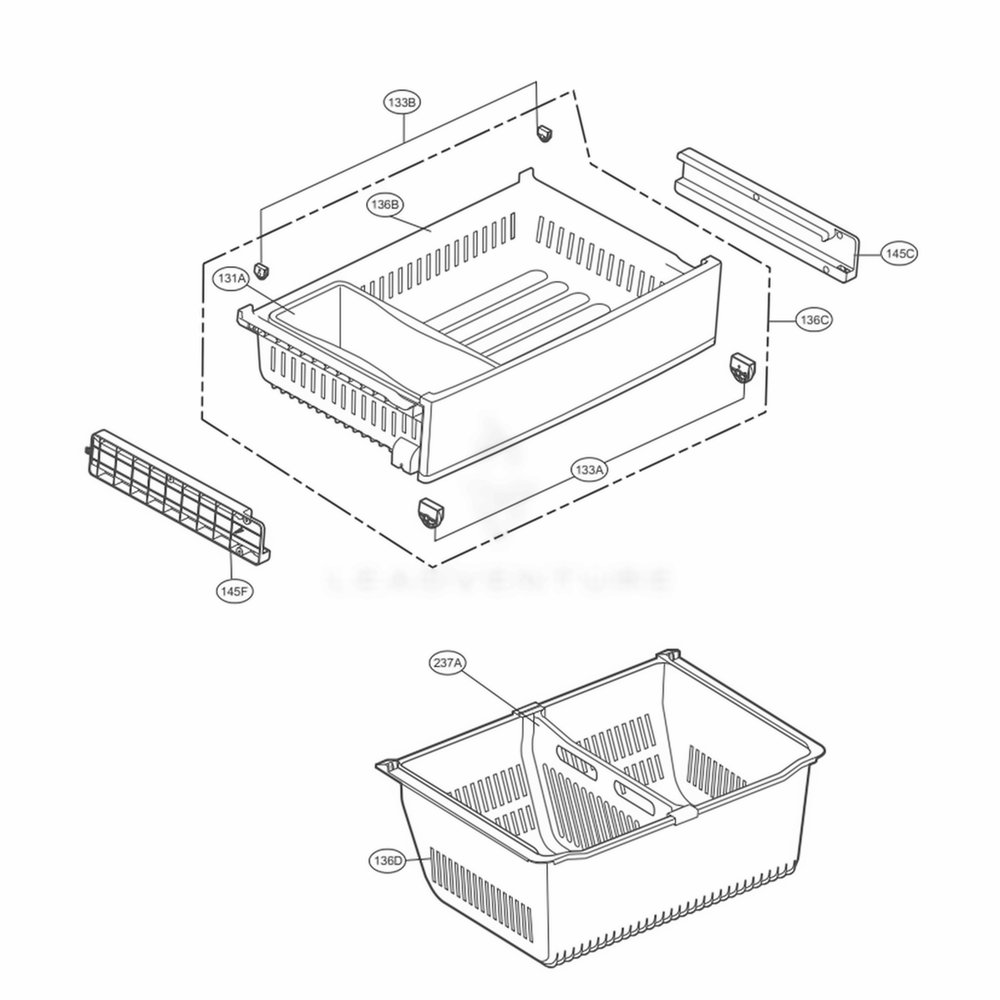 LG Drawer Tray Assembly - AJP75234919
