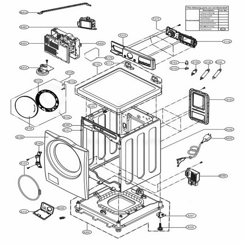 LG Washer Cabinet Base Assembly - AAN73931904