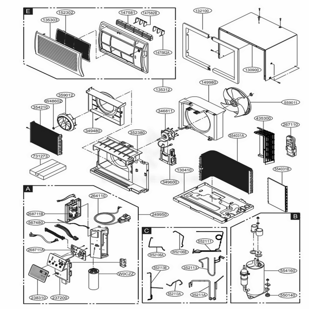 LG Air Conditioner Control Case Assembly - ABQ74404915
