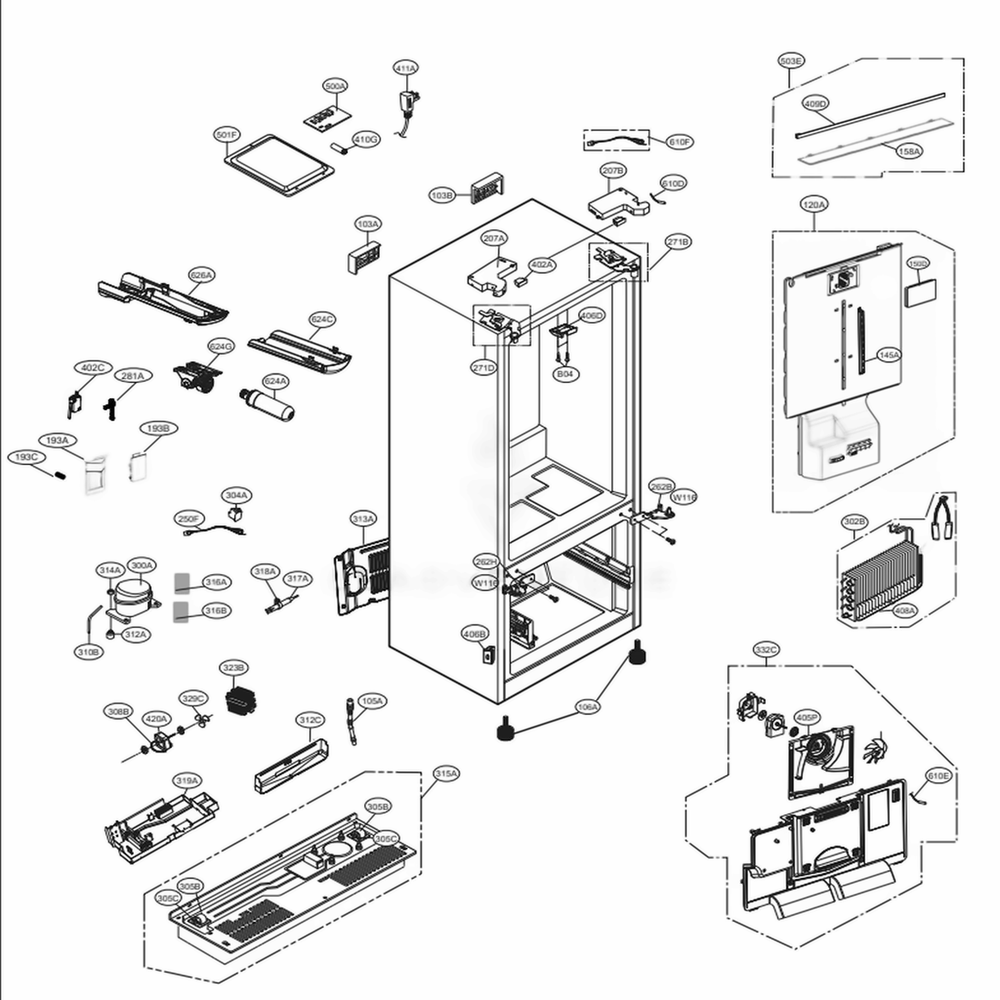 LG Center Hinge Assembly - AEH76036210
