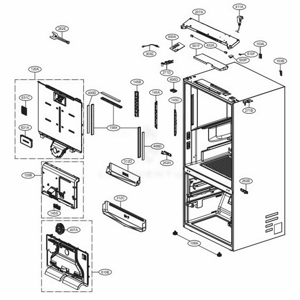 LG Hinge Assembly,Center - AEH74556329