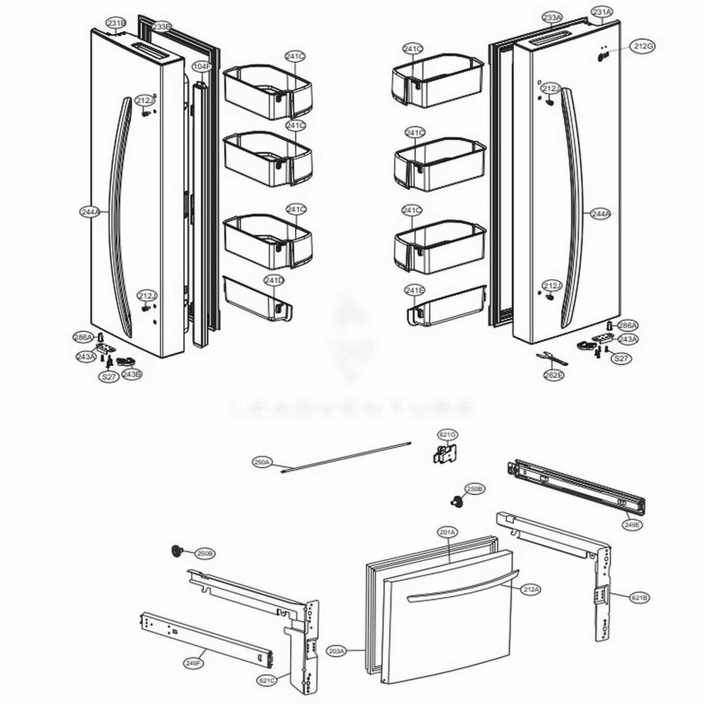 LG Refrigerato Door Foam Assembly - ADD36429876