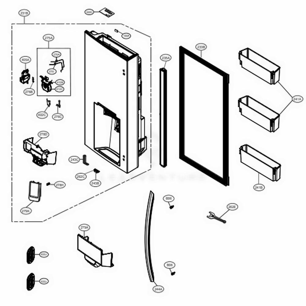 LG Refrigerator Case Assembly,Pcb - ABQ72940078