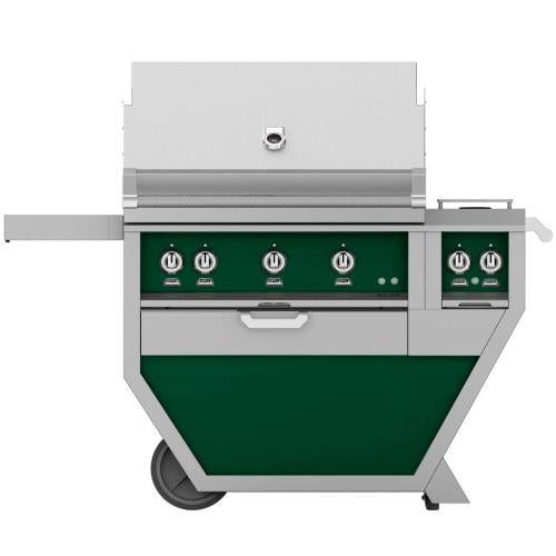 Hestan GABR36CX2NGGR Grill, (3) Trellis, Rotisserie, Deluxe Cart W/ Side Burner,