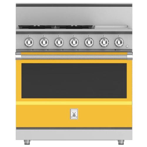 Hestan KRG364GDNGYW Range, 4 Burner With Griddle, All Gas, 36-Inch - Ng - Yellow