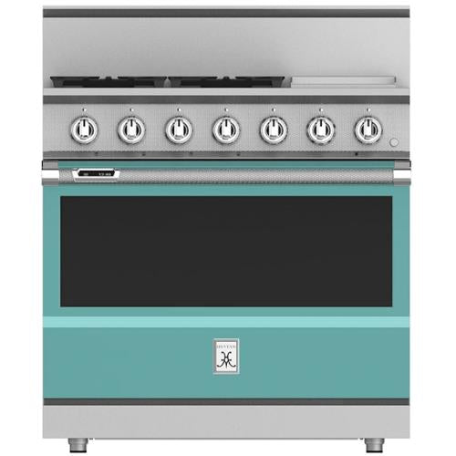 Hestan KRD364GDLPTQ Range, 4 Burner With Griddle, Dual Fuel, 36-Inch - Lp - Turq