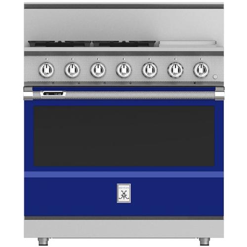 Hestan KRD364GDNGBU Range, 4 Burner With Griddle, Dual Fuel, 36-Inch - Ng - Blue