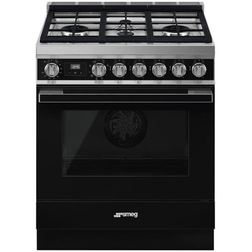 Smeg CPF30UGMBL Dual Fuel Range 30-Inch