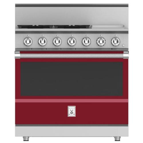 Hestan KRG364GDLPBG Range, 4 Burner With Griddle, All Gas, 36-Inch - Lp - Burgun