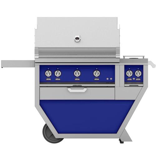 Hestan GSBR36CX2NGBU Grill, (3) Sear, Rotisserie, Deluxe Cart W/ Side Burner, 36-