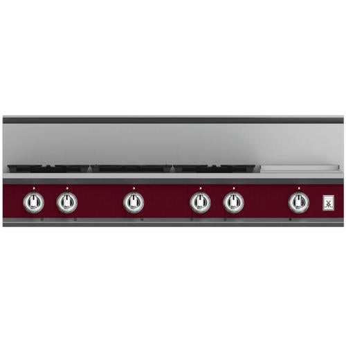 Hestan KRT485GDLPBG Rangetop, 5 Burner With Griddle, 48-Inch - Lp - Burgundy