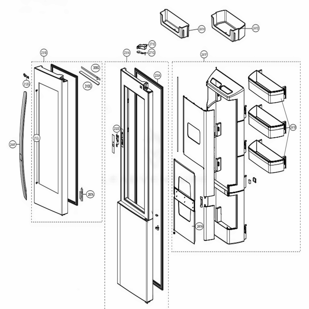 LG Home Bar Door Foam Assembly - ADD74296715