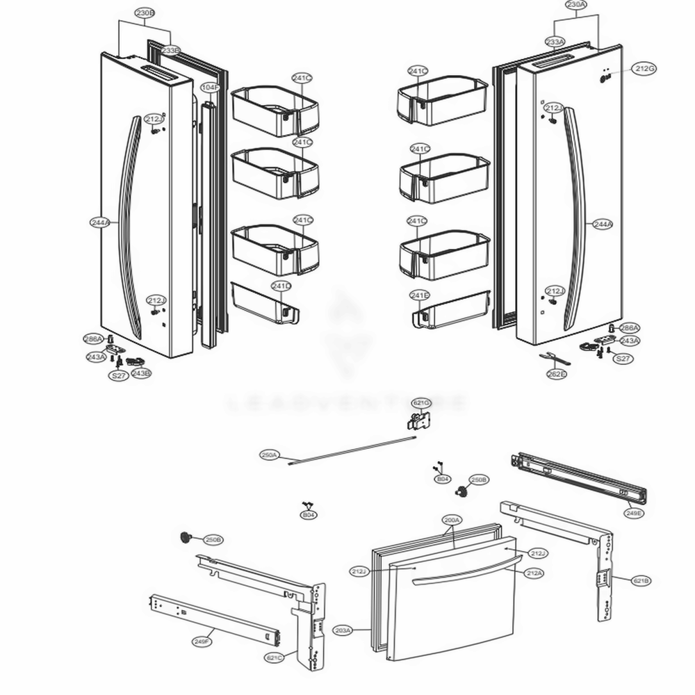 LG Freezer Door Assembly - ADD73956132