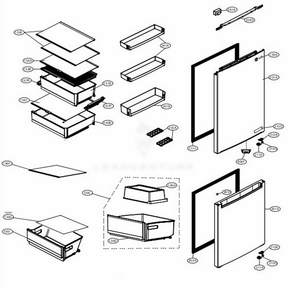 LG Freezer Door Foam Assembly - ADD76195918