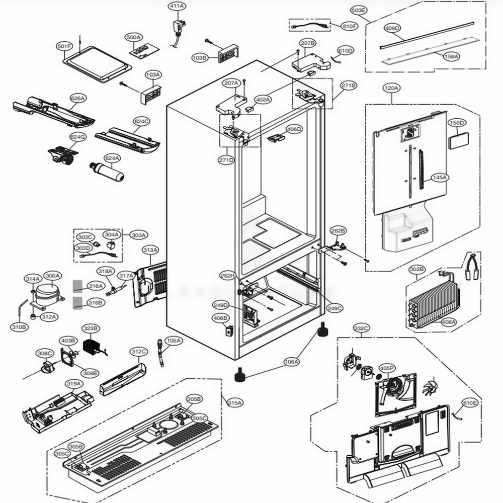 LG Refrigerator Multi Duct Assembly – ADJ74812521