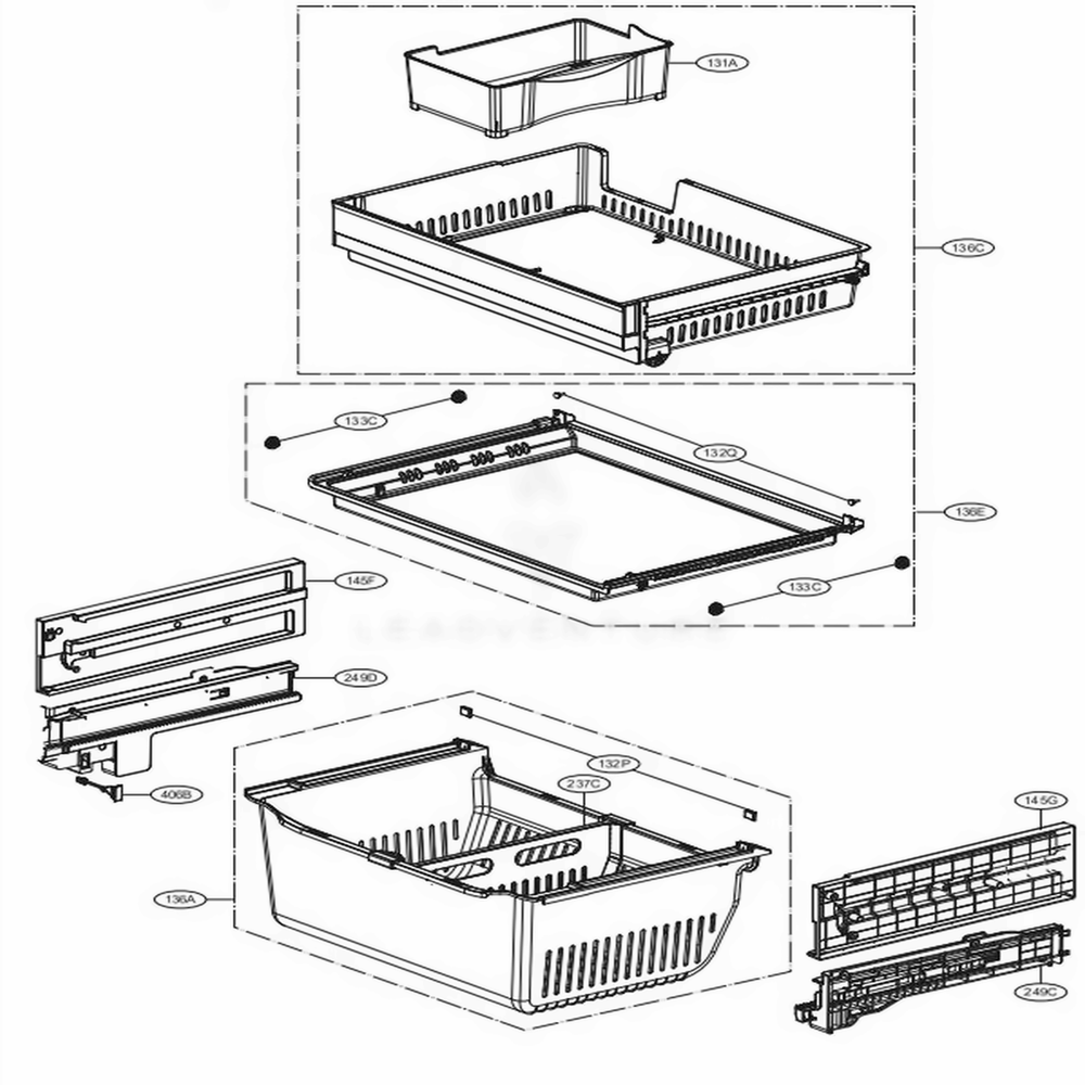 LG Drawer Tray Assembly - AJP72909908