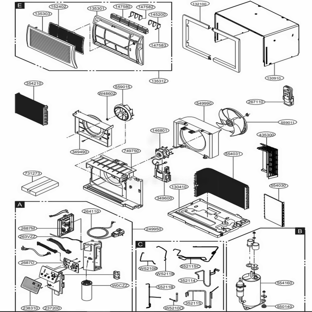 LG Cabinet Assembly,Single - ABJ75367209