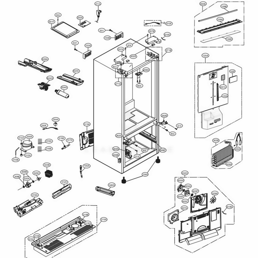 LG Refrigerator Lamp Case Assembly - ABQ75963201
