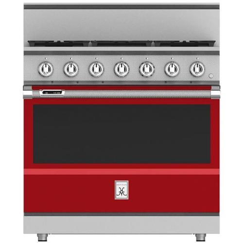 Hestan KRD365NGRD Range, 5 Burner, Dual Fuel, 36-Inch - Ng - Red