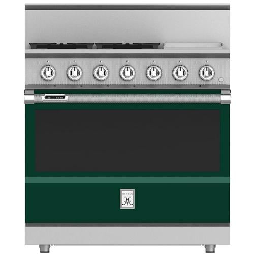Hestan KRD364GDNGGR Range, 4 Burner With Griddle, Dual Fuel, 36-Inch - Ng - Gree