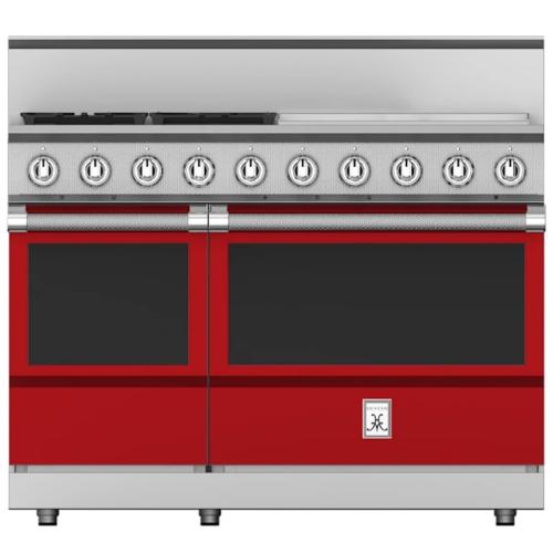 Hestan KRG484GDNGRD Range, 4 Burner With Griddle, All Gas, 48-Inch - Ng - Red