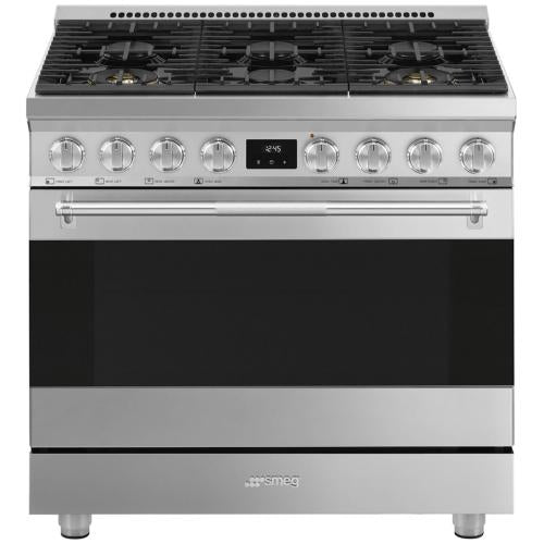 Smeg SPR36UGMX Dual Fuel Range 36-Inch