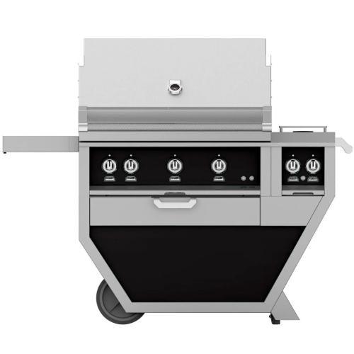 Hestan GSBR36CX2NGBK Grill, (3) Sear, Rotisserie, Deluxe Cart W/ Side Burner, 36-