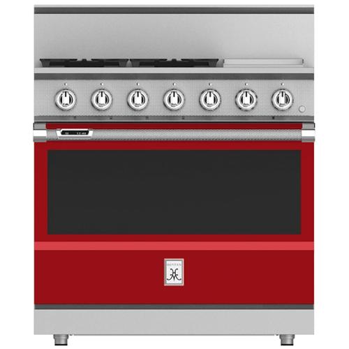 Hestan KRD364GDLPRD Range, 4 Burner With Griddle, Dual Fuel, 36-Inch - Lp - Red