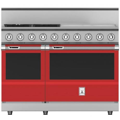 Hestan KRD484GDLPRD Range, 4 Burner With 24-Inch Griddle, Dual Fuel, 48-Inch -Lp