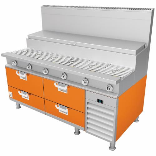 Hestan HRBS96OR Refrigerated Base, 96-Inch , Self-Contained, Assembly, Orang