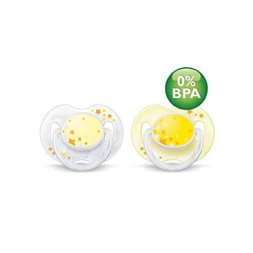 Avent SCF176/18 Avent Night Time Pacifiers 0-6M Bpa-