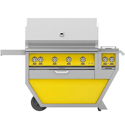 Hestan GABR30CX2NGYW Grill, (2) Trellis, Rotisserie, Deluxe Cart W/ Side Burner,