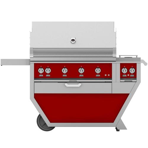 Hestan GABR30CX2NGRD Grill, (2) Trellis, Rotisserie, Deluxe Cart W/ Side Burner,