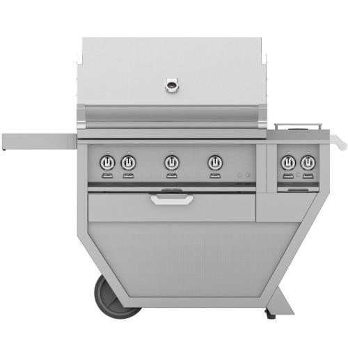 Hestan GSBR36CX2NG Grill, (3) Sear, Rotisserie, Deluxe Cart W/ Side Burner, 36-