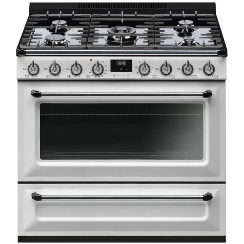 Smeg TRU36GMWH Dual Fuel Range 36-Inch